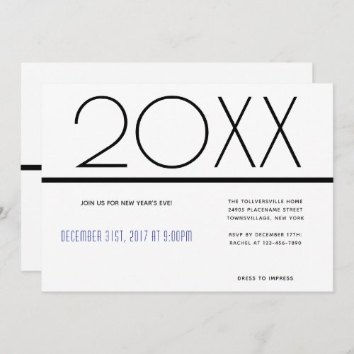 Minimalist New Years Celebration  Invitation