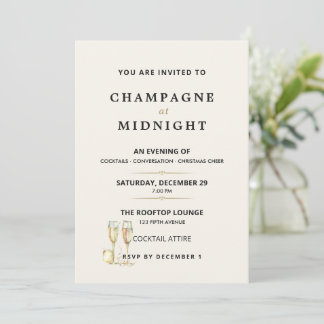 Minimalist New Years Eve Champagne Celebration Invitation