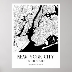 Minimalist New York City Map - Modern White Poster