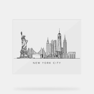 Minimalist New York City Skyline Line Art Acrylic Sign