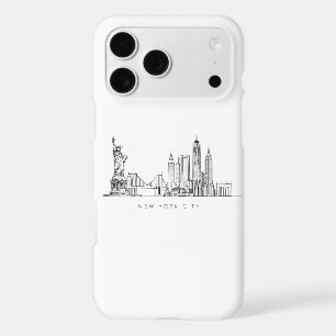 Minimalist New York City Skyline Line Art iPhone 17 Pro Max Case