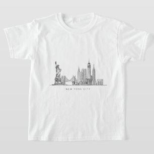 Minimalist New York City Skyline Line Art T-Shirt