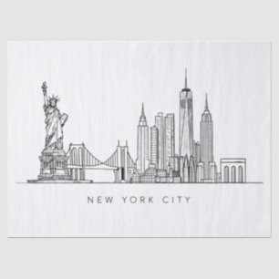 Minimalist New York City Skyline Line Art Tissue Paper