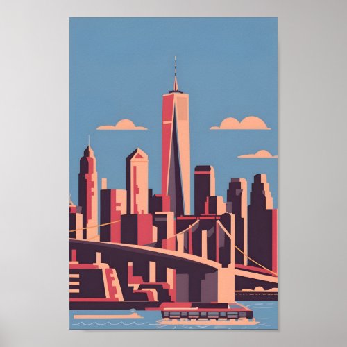 Minimalist New York Cityscape 4K Sleek  Poster