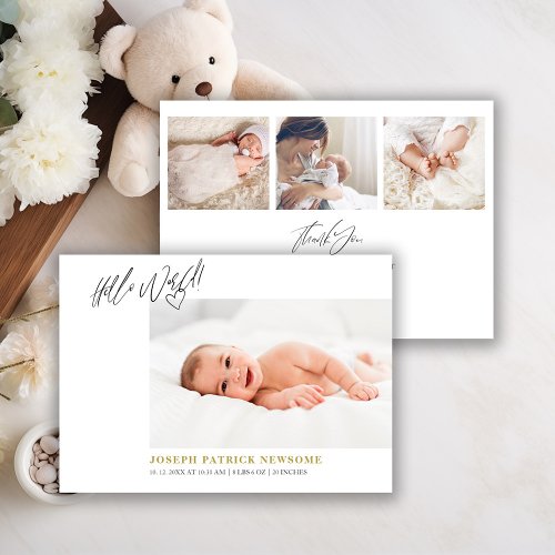 Minimalist Newborn Photo Collage Announcement