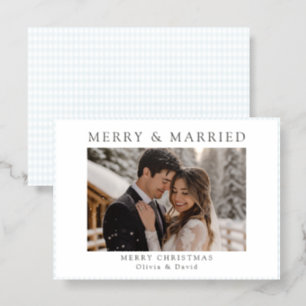 Minimalist Newlywed Christmas Merry and Married Letterpress Photo Cards