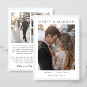 Minimalist Newlywed Christmas Merry and Married Letterpress Photo Cards