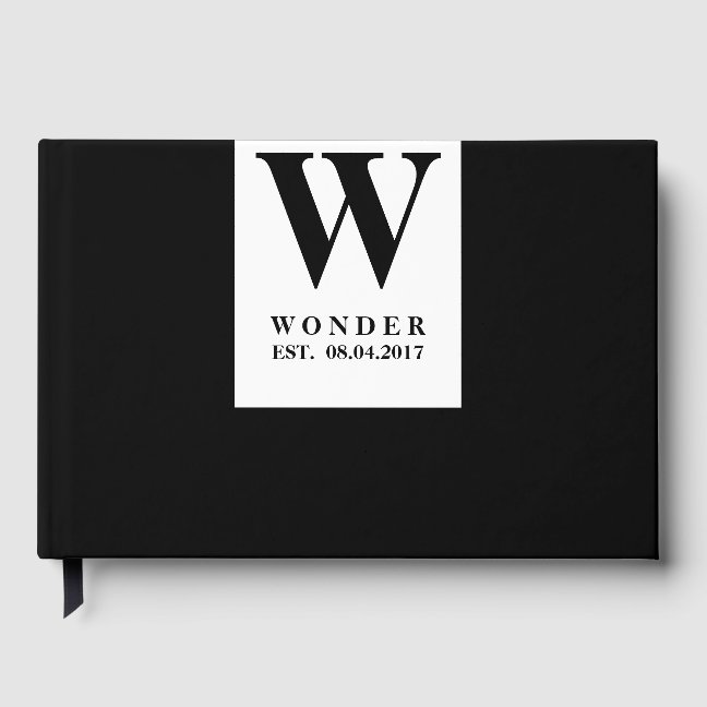 Minimalist Newlywed Logo | Black Wedding Monogram Guest Book