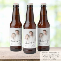 Minimalist Newlywed Photo Overlay Cheers Wedding