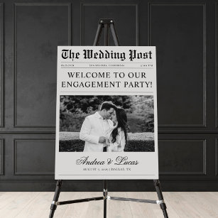 Minimalist Newspaper Look Engagement Welcome Sign