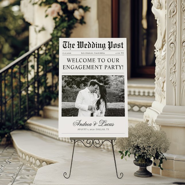 Minimalist Newspaper Look Engagement Welcome Sign (Creator Uploaded)