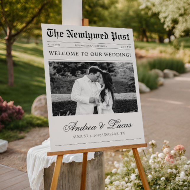 Minimalist Newspaper Style Wedding Welcome Sign (Creator Uploaded)