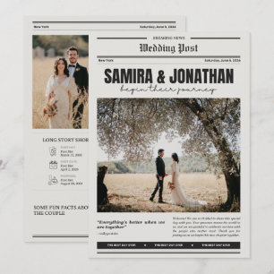 Minimalist Newspaper Wedding Program Document 