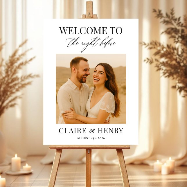 Minimalist Night Before Photo Wedding Welcome  Foam Board (Creator Uploaded)
