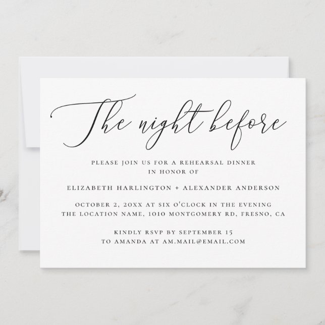 Minimalist Night Before | Wedding Rehearsal Dinner Invitation (Front)