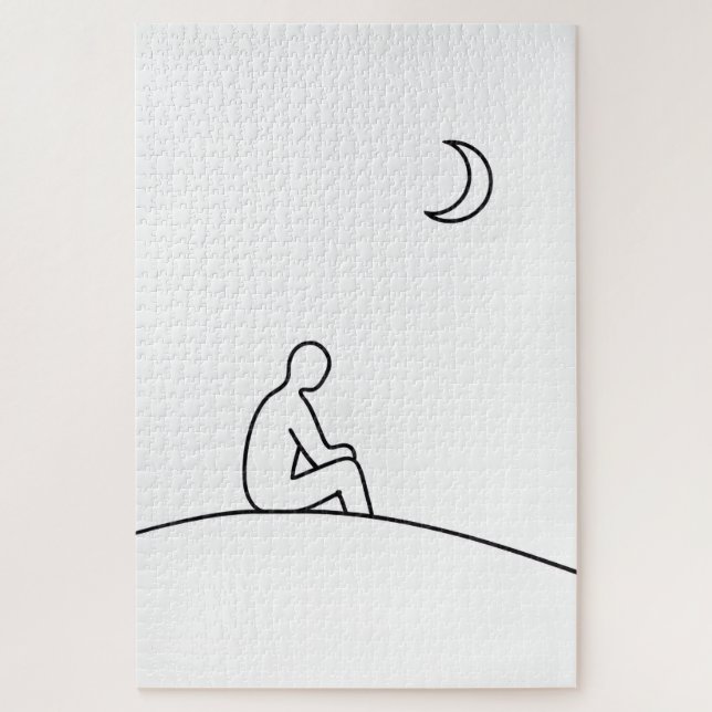 Minimalist Night Reflection Puzzle (Vertical)