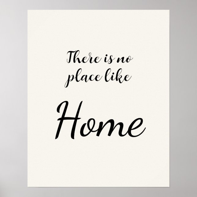 Minimalist No Place Like Home White Poster (Front)