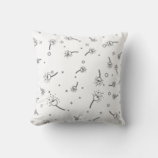 Minimalist Nordic Black and White Geometric Floral Throw Pillow
