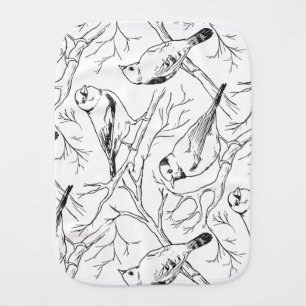 Minimalist North American Birds Line Art Pattern Baby Burp Cloth