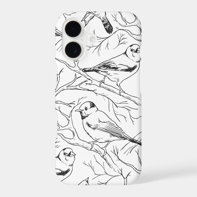 Minimalist North American Birds Line Art Pattern Case-Mate iPhone Case (Back)
