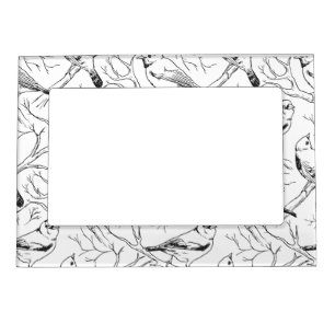 Minimalist North American Birds Line Art Pattern Magnetic Frame
