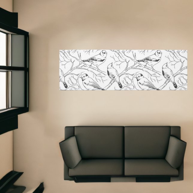 Minimalist North American Birds Line Art Pattern Runner (Insitu (Indoor 1))