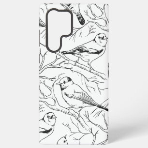 Minimalist North American Birds Line Art Pattern Samsung Galaxy S22 Ultra Case