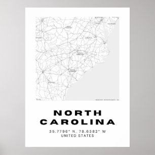 Minimalist North Carolina Map Art Poster