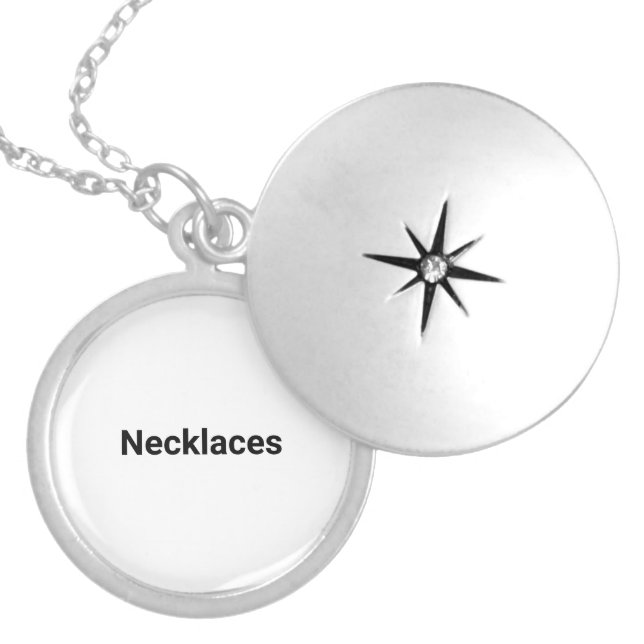 Minimalist North Star Silver Locket Necklace with  (Front)