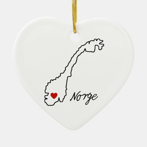 Minimalist Norway Map | Engagement Keepsake Ceramic Ornament