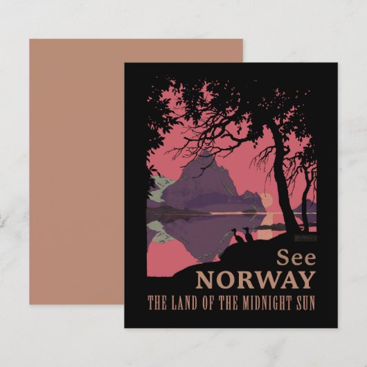 Minimalist Norway Sunset Poster - Mountain Fjord (Front/Back)