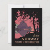 Minimalist Norway Sunset Poster - Mountain Fjord (Front)