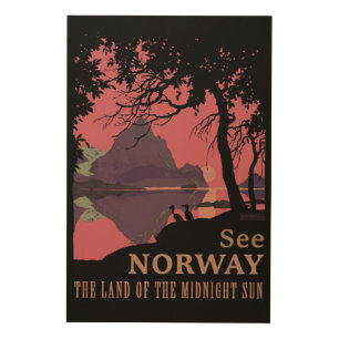 Minimalist Norway Sunset Poster - Mountain Fjord