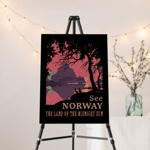 Minimalist Norway Sunset Poster - Mountain Fjord