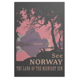 Minimalist Norway Sunset Poster - Mountain Fjord