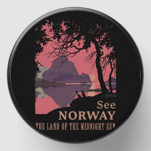 Minimalist Norway Sunset Poster - Mountain Fjord Mini Candle Favors