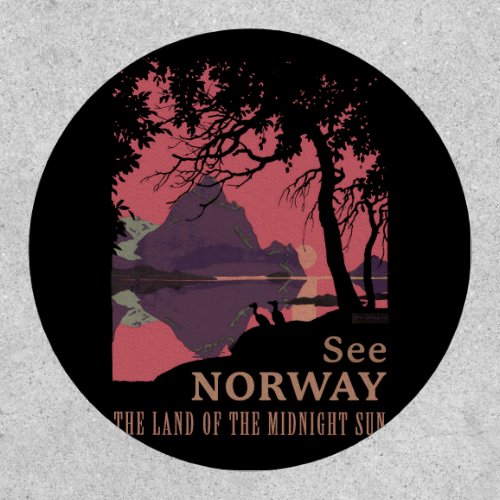 Minimalist Norway Sunset Poster - Mountain Fjord Patch