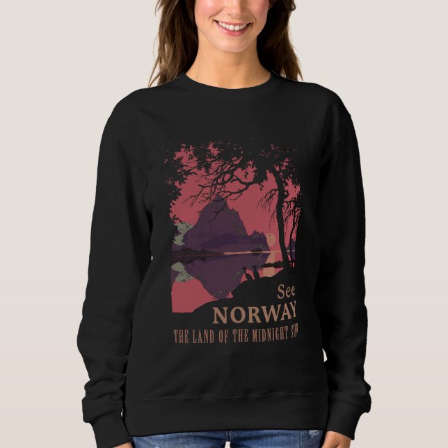 Minimalist Norway Sunset Poster - Mountain Fjord Sweatshirt (Front)