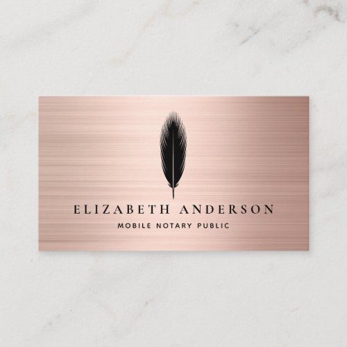 Minimalist Notary Public Rose Gold Brushed Metal Business Card