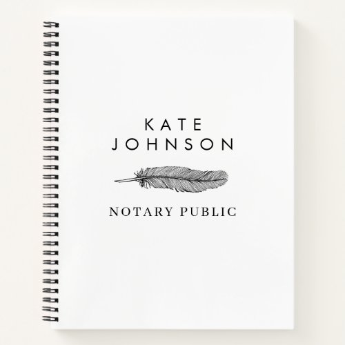 Minimalist Notary Signing Agent Feather Quill Logo Notebook