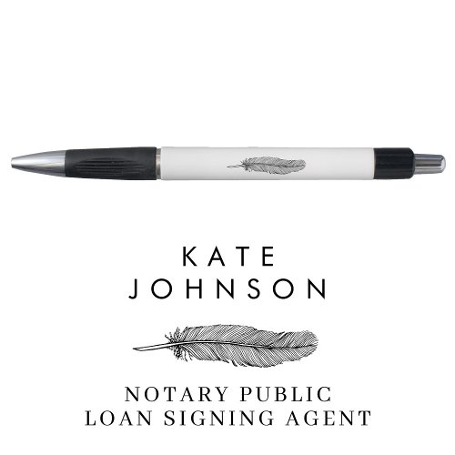 Minimalist Notary Signing Agent Feather Quill Logo Pen