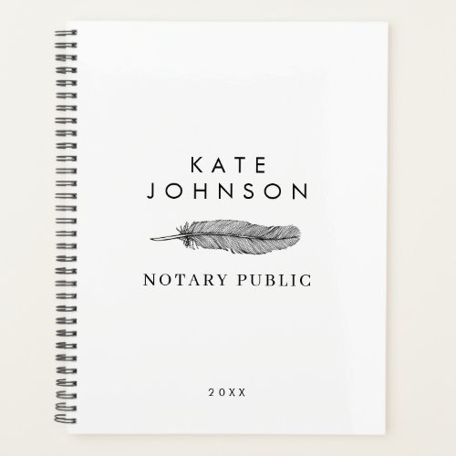 Minimalist Notary Signing Agent Feather Quill Logo Planner