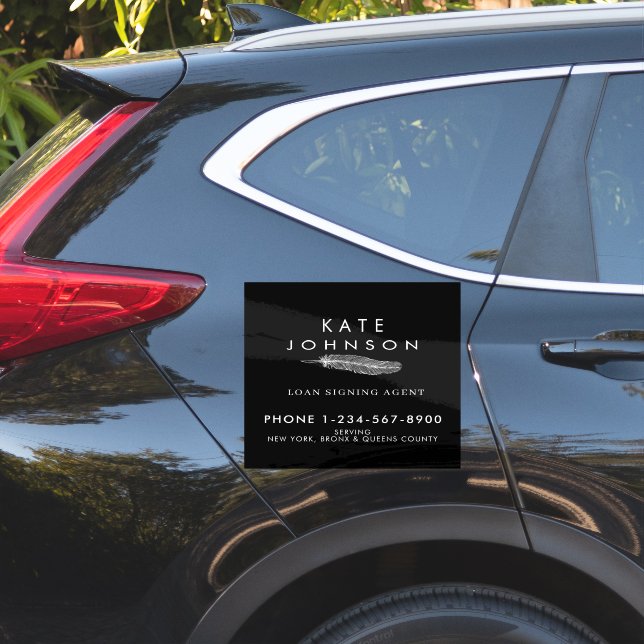 Minimalist Notary Signing Agent Feather Quill Logo Sticker (Car Side)