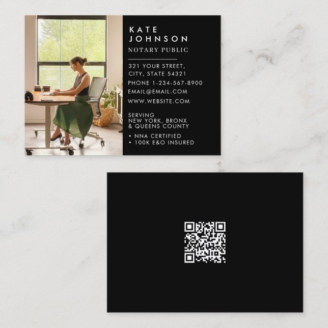 Minimalist Notary Signing Agent Photo Professional Business Card (Front/Back)