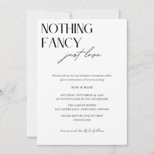 Minimalist Nothing Fancy Just Love Micro Wedding Invitation