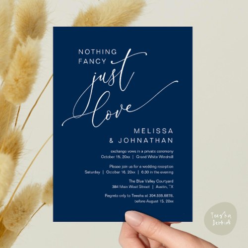 Minimalist Nothing Fancy Just Love Wedding Dinner Invitation
