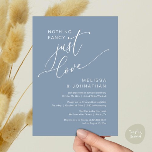 Minimalist Nothing Fancy Just Love Wedding Dinner Invitation