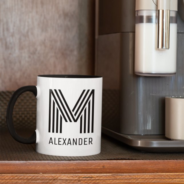 Minimalist Novelty Stripes Monogram Mug (Creator Uploaded)