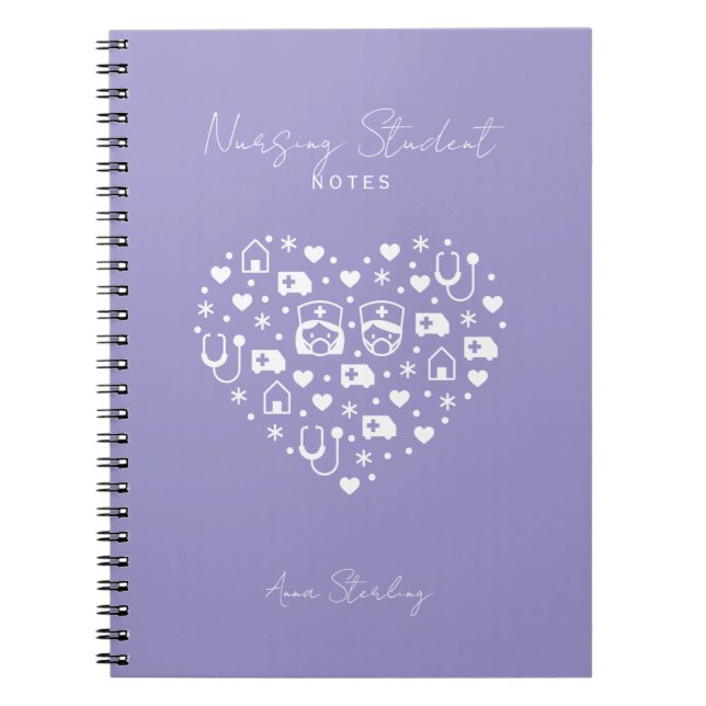 Minimalist Nursing Student Personalized Lavander Notebook (Front)