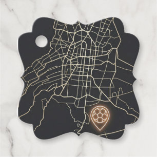 Minimalist NYC Soccer Map Pin Line Art Favor Tags